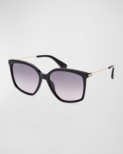 Max Mara Gradient Acetate Butterfly Sunglasses In Shiny Black