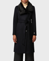 Soia & Kyo Rooney Hooded Mixed Media Coat In Black