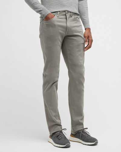 Peter Millar Ultimate Stretch Cotton And Modal-blend Sateen Trousers In Gray