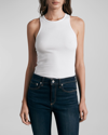 Rag & Bone The Essential Ribbed Stretch-organic Pima Cotton Jersey Tank In Black