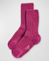 Stems Ribbed Lux Cashmere Socks In Violet