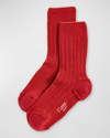 Stems Ribbed Lux Cashmere Socks In Red