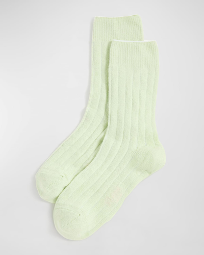 Stems Ribbed Lux Cashmere Socks In Green