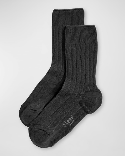 Stems Ribbed Lux Cashmere Socks In Black