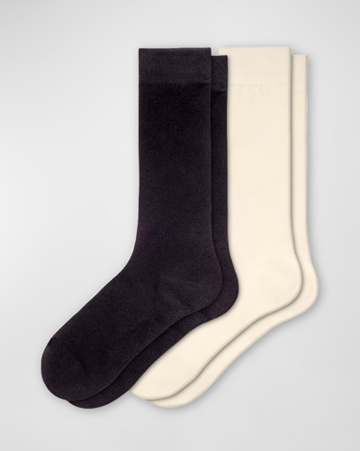 Stems Marbled Wool Socks 2-pack In Black,ivory