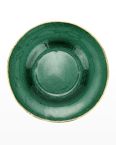 Vietri Metallic Glass Emerald Salad Plate In Green