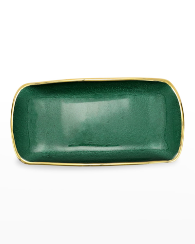 Vietri Metallic Glass Emerald Rectangle Tray In Green