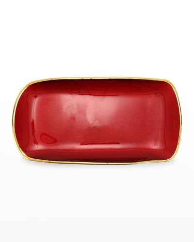Vietri Metallic Glass Ruby Rectangle Tray In Red
