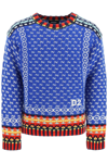 Dsquared2 Intarsia-knit Logo-embroidered Jumper In Blue