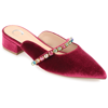 Journee Collection Women's Jewel Rhinestone Embellished Velvet Slip On Flats In Red