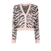 Alessandra Rich Zebra Pattern Knitted Cardigan In Pink