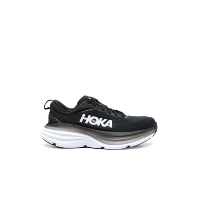 Hoka Black And White Bondi 8 Low-top Sneakers In Black