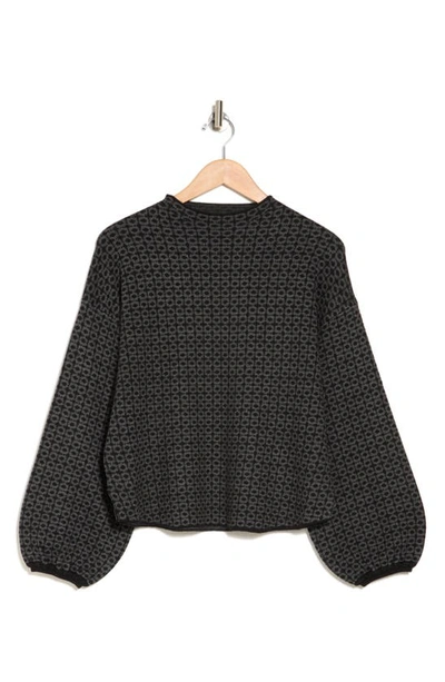 Maxstudio Funnel Neck Sweater In Black/ Charcoal Coin