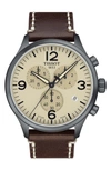 Tissot Chrono Xl Leather Strap Chronograph Watch, 45mm In Beige