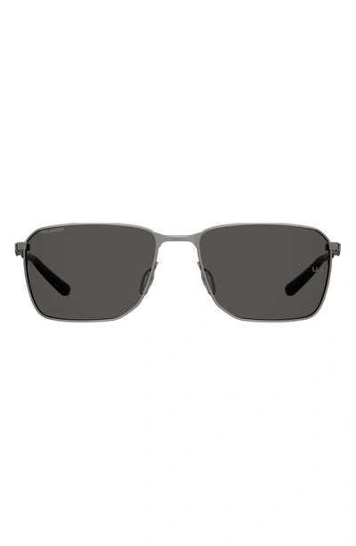 Under Armour 58mm Rectangular Sunglasses In Ruthenium/ Grey Polar