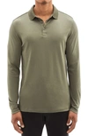 Robert Barakett Georgia Long Sleeve Polo In Dusty Olive