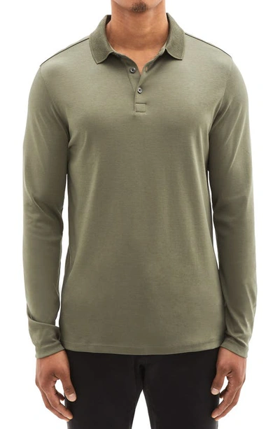 Robert Barakett Georgia Long Sleeve Polo In Dusty Olive