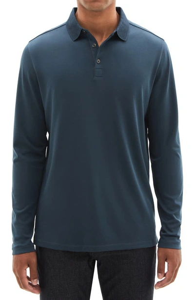 Robert Barakett Georgia Long Sleeve Polo In Night Teal