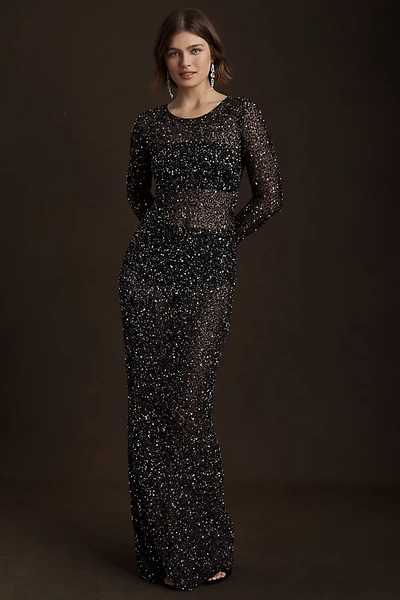 Retrofte Retrofete Sheer Sequin Dress In Black | ModeSens