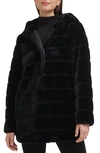 Kenneth Cole New York Grooved Faux Fur Jacket In Black