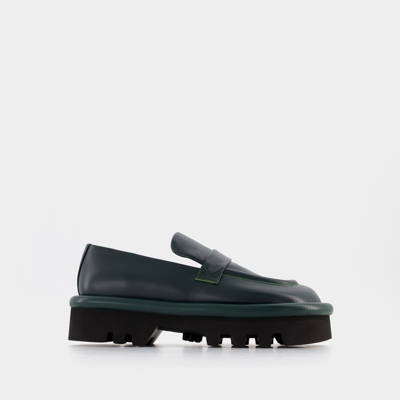 Jw Anderson Bumper-tube Leather Chunky Loafers In Green