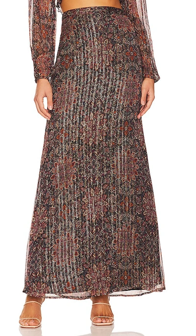 House Of Harlow 1960 X Revolve Mareisa Metallic Maxi Skirt In Rust Floral Multi