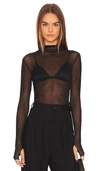 Free People On The Dot Layering Mesh Turtleneck In Black
