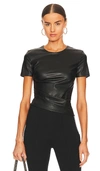 Helmut Lang Twist Faux Leather Short Sleeve T-shirt In Black