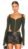 Dion Lee Shift-loop Corset Top In Shadow Green