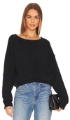 Bobi Center Stitch Boatneck Sweater In Black