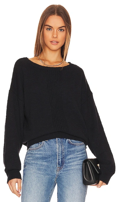 Bobi Center Stitch Boatneck Sweater In Black