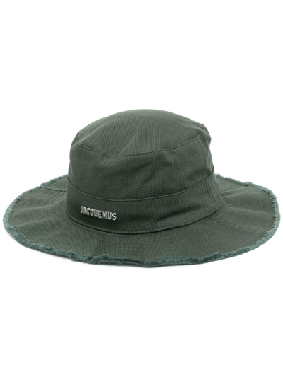 Jacquemus 'le Bob Artichaut' Green Hat With Logo On The Front