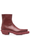 Camperlab Leather Ankle Boots In Red