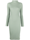 THERE WAS ONE MOCK-NECK RIBBED-KNIT DRESS