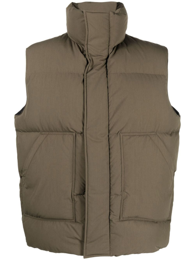There Was One Quilted-finish Puffer Vest In Green