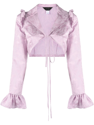 Kim Shui Ruffle-trim Jacquard Blouse In Purple