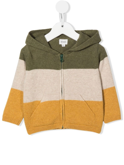 Knot Babies' Fraser Knitted Striped Cardigan In Green