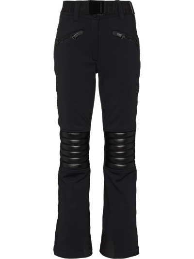 Goldbergh Rocky Quilted Faux Leather-paneled Flared Ski Pants In Black