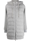 ELEVENTY BIMATERIC FEATHER-DOWN CASHMERE PADDED COAT