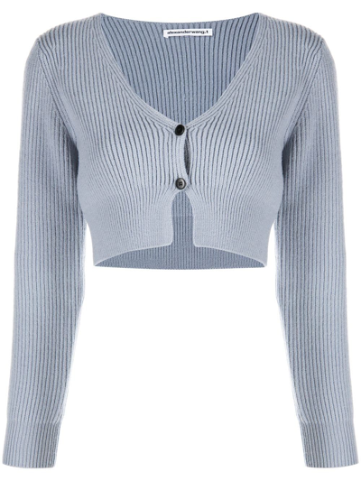 Alexander Wang Ribbed-knit Cropped Cardigan In Grey