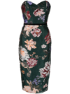 Marchesa Notte Floral Fil Coupã Tea-length Gown In Green