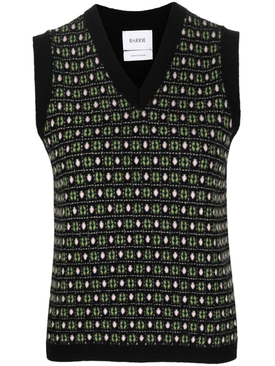 Barrie V-neck Geometric-jacquard Knit Vest In Grün