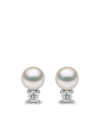 YOKO LONDON 18KT WHITE GOLD TREND DIAMOND AND PEARL STUD EARRINGS