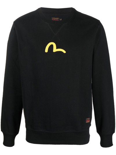 Evisu Logo-print Regular-fit Cotton-jersey Sweatshirt In Black