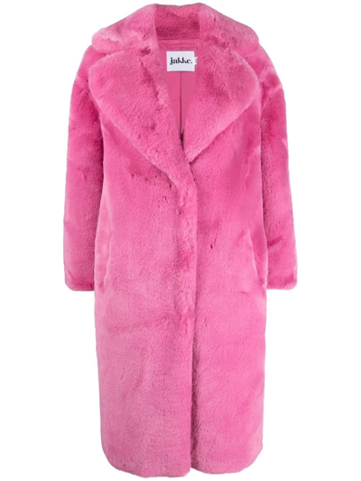 Jakke Katie Wear & Care Faux Fur Long Duster Coat In Pink | ModeSens