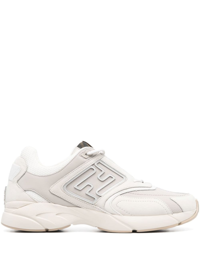 Fendi Panelled Low-top Sneakers In Nude