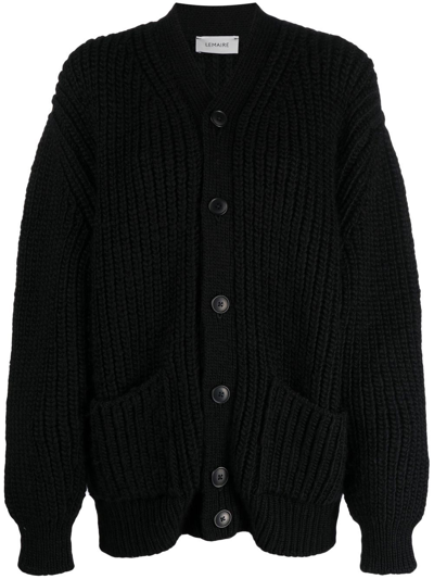 Lemaire Chunky-knit Oversized Cardigan In Black