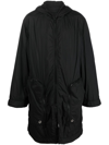 Rick Owens Drkshdw Hooded Quilted Coat In Schwarz