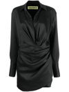 Gauge81 Naha Draped Mini Shirt Dress In Black