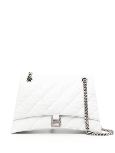 Balenciaga Crush Quilted Shoulder Bag In White
